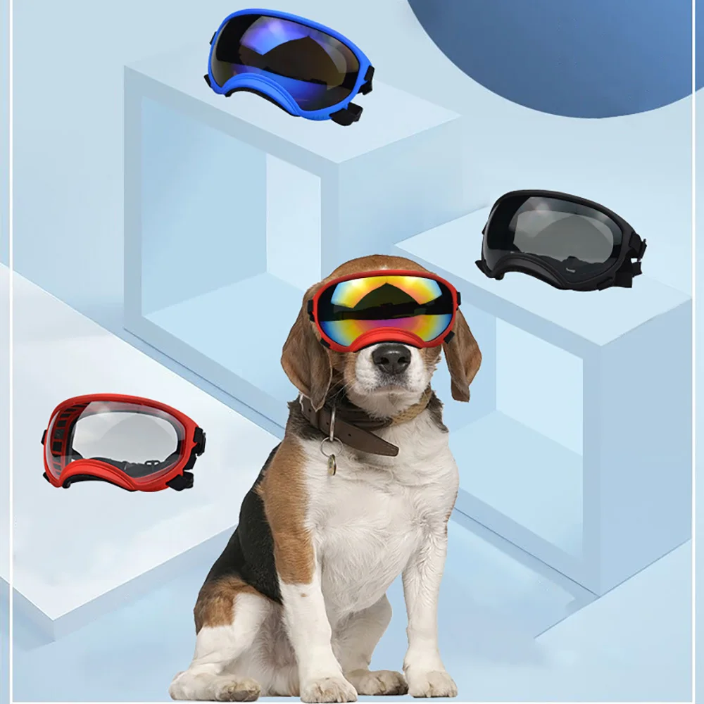 

Outdoor Dog Goggles Dog Fashion Sports Sunglasses Pet Glasses Adjustable Strap for Ravel Skiing Anti-Fog Pet Goggles Sunglasses