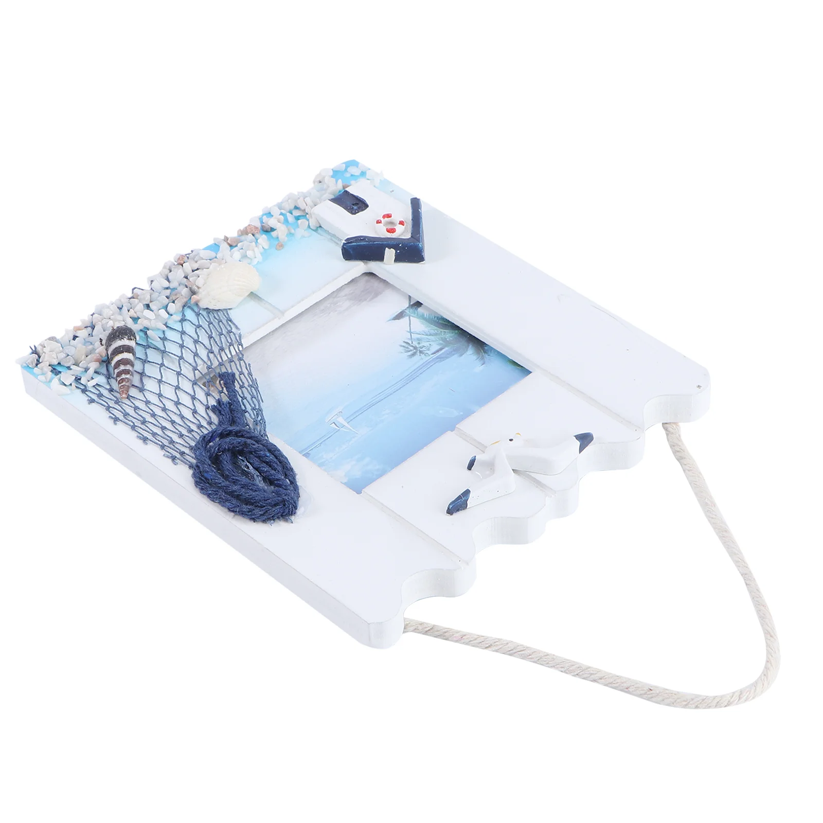 

Frame Photo Picture Nautical Wooden Holder Mediterranean Beach Ocean Hanging Wall Frames Style Rustic Sea Wood Coastal Theme