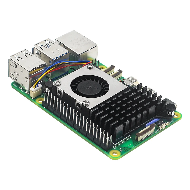 Фото Raspberry Pi 5 Active Cooler, алюминиевый радиатор PWM, Регулируемый Вентилятор скорости, черный, серебристый, синий, Охлаждающий радиатор для RPI 5 Pi5 №3