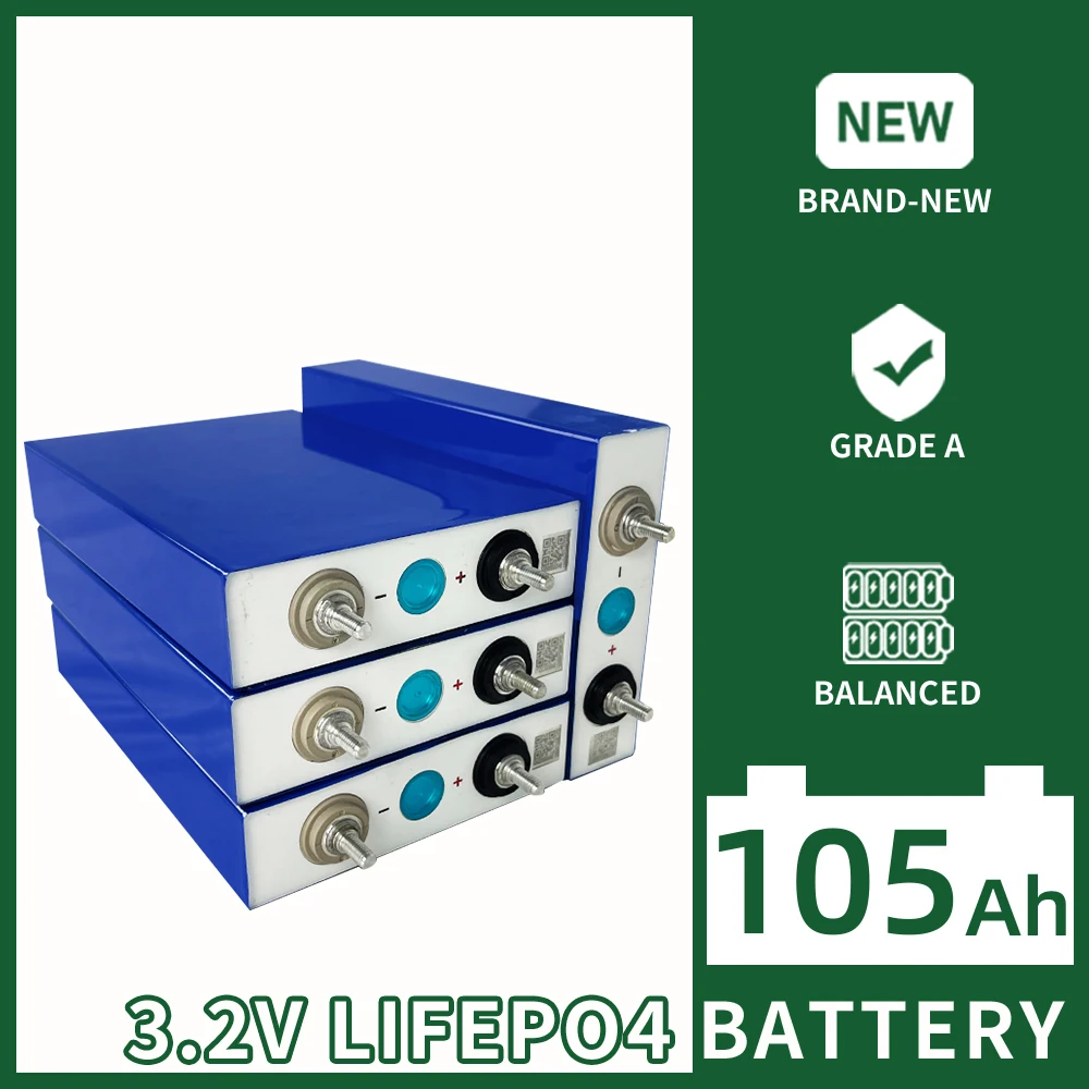 

4/8/16/32PCS 3.2V 100Ah 105AH LiFePO4 Battery Rechargeable Cell Lithium Iron Phosphate Cell DIY Golf Cart Boat RV Solar System
