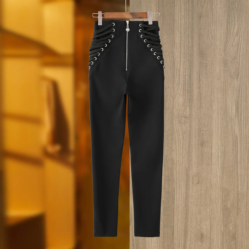 Весенне-летние новые брюки с высокой талией и тяжелой веревкой на талии