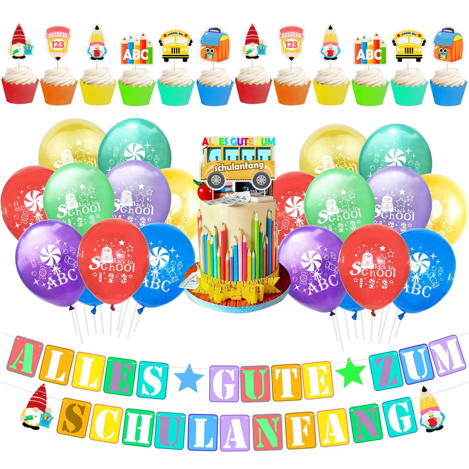 

Надувные шары назад в школу, тематические праздничные принадлежности для школы