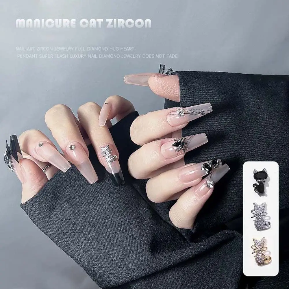 

Shiny Luxury Zircon Nail Art Rhinestones 3D Nail Drills Cartoon Bow Cat Nail Decorations Nails DIY Jewelry Manicure Accessories
