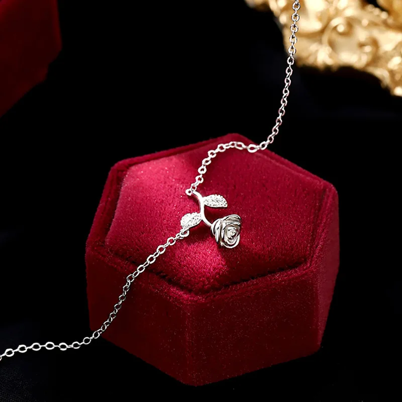 Корейская мода Очаровательное ожерелье с розой современные женские ювелирные