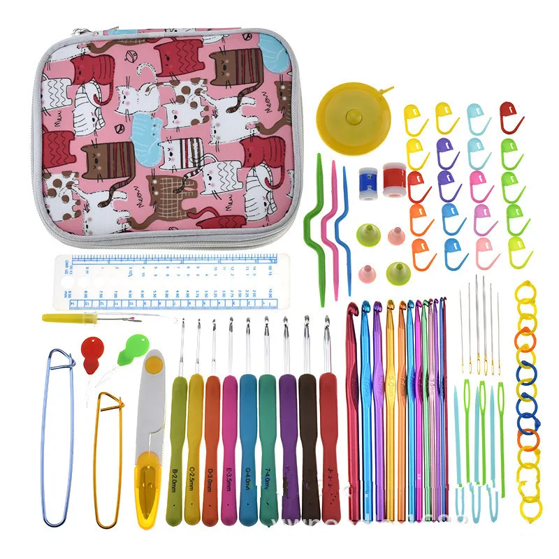 

Crochet Hook Needle Set 12pcs steel Knitting Needles 9Pcs Ergonomic Crochet Hooks For Knitting With Bag