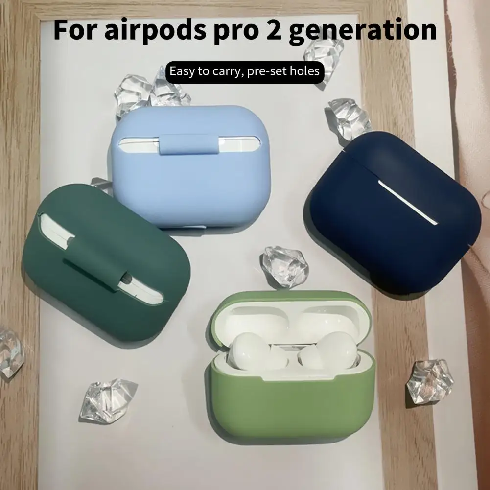 

Useful Reversed Charging Hole Earbud Protective Sleeve Shock-proof Solid Color Wireless Sports Earbud Protector Anti-fall