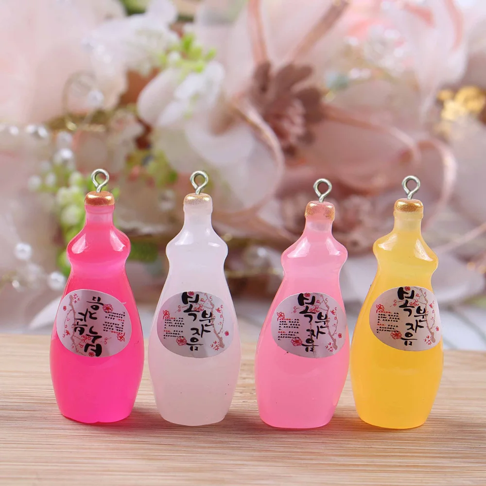 

Подвески из смолы в виде бутылки с напитком, 10 шт., подвески для браслетов, ожерелий, сережек, изготовление ювелирных изделий, плоская спина, ...