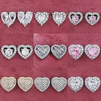 2022 new designs luxury aaa zircon pink heart funny stud earings for women wedding girl lady gift drop shipping jewelry z34