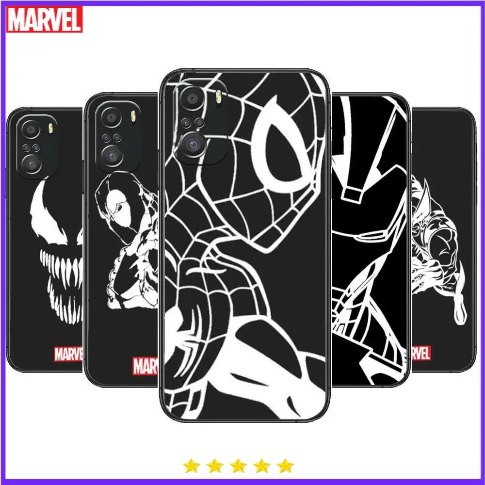 

Marvel Iron Man Spiderman Phone Case For xiaomi redmi 11 Lite pro Ultra 10 9 8 MIX 4 FOLD 10T Black Cover Silicone Back Prett