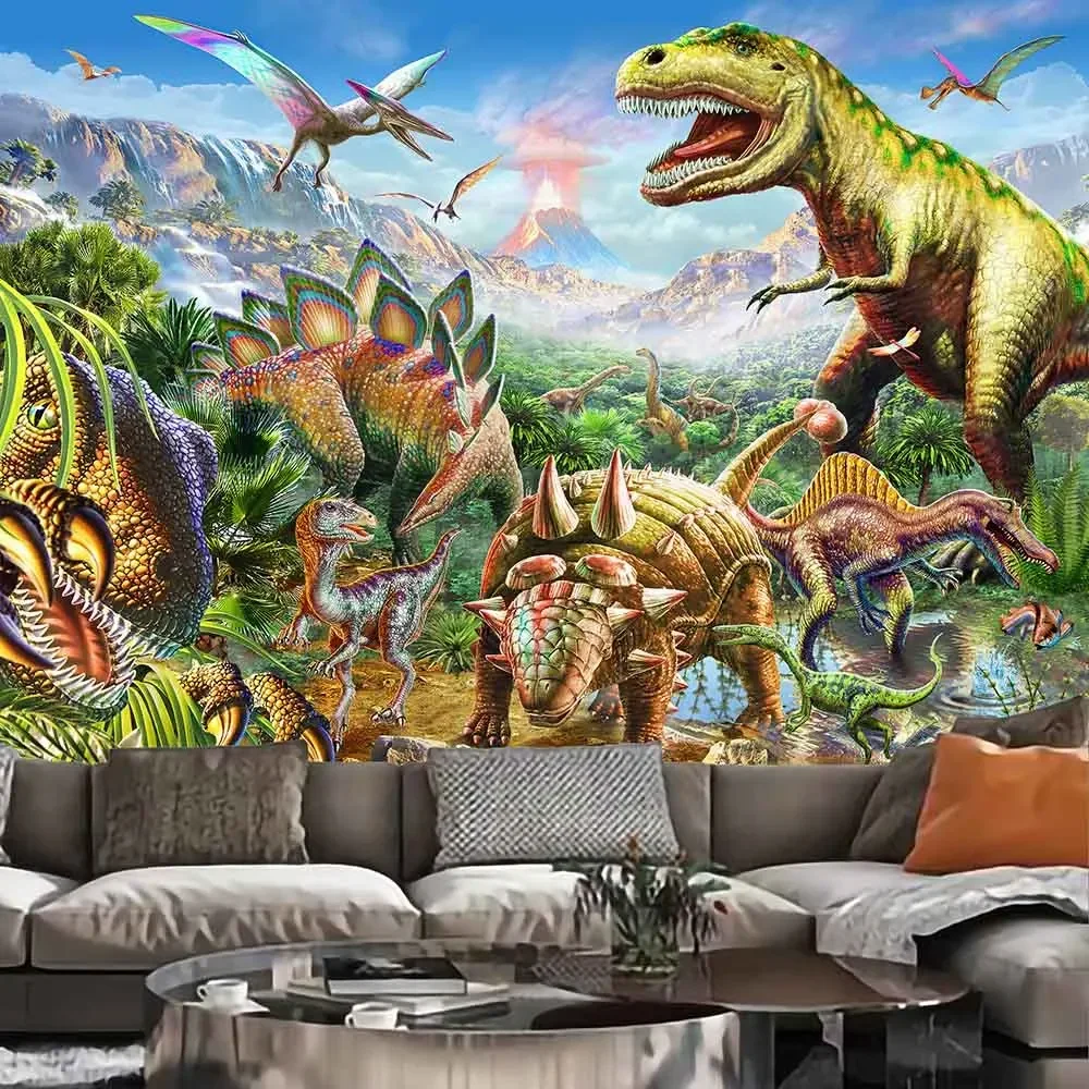 Настенный гобелен с рисунком динозавра украшение для дома животное в стиле