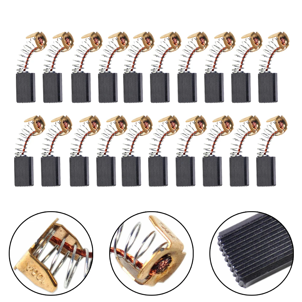 

20pcs Motor Carbon Brushes 15x10x6mm For Electric Hammer Drills Circular Saw Chop Saws Angle Grinders Power Tools Accessories