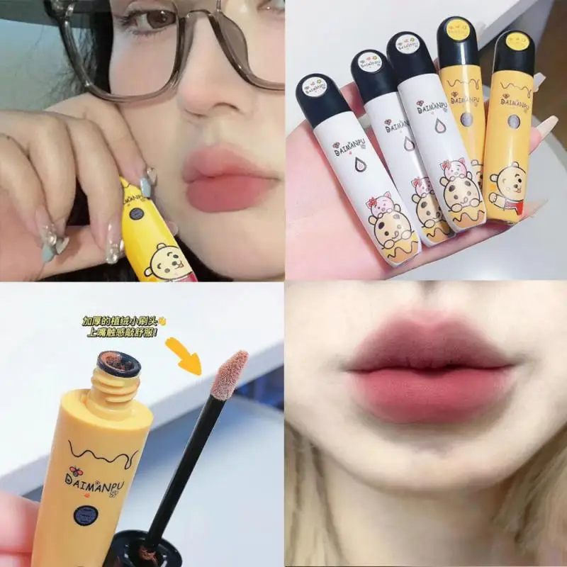 

Velvet Matte Lipstick Lip Glaze Red Lip Tint Mud Non-stick Cup Lipstick Mirror Water Lip Gloss 6 Colors Cute Lipgloss