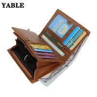first layer cowhide crazy horse leather mens folding wallet short multi functional multiple card slots leather coin purse