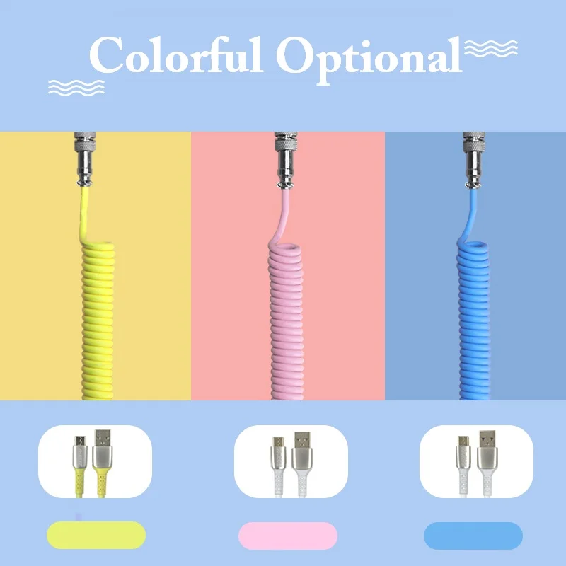 

AJAZZ Mechanical Keyboard Coiled Cable Wire Type C Custom Usb Port Cable Aviator Coiling Cable for Gaming Keyboard Accessories