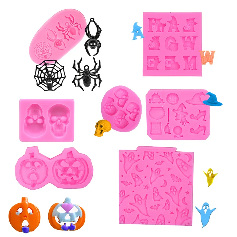 

Creative DIY Halloween Series Silicone Molds Spooky Spider Skull Shape Baking Tools Chocolate Cookie Mold Cake Decoration Molds