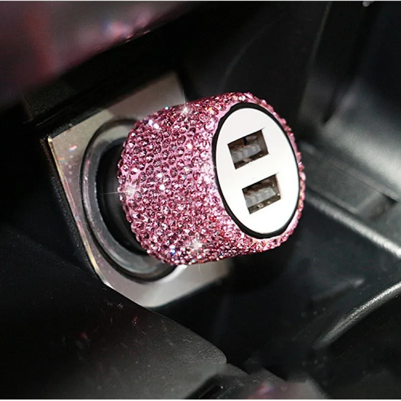 Фото Автомобильное зарядное устройство с двумя USB-портами и кристаллами №2