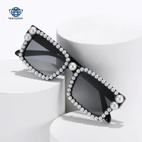 teenyoun 2022 summer new frame sunglasses luxury brand uv400 hip hop diamond rimmed glasses shades ins pearl sunglasses