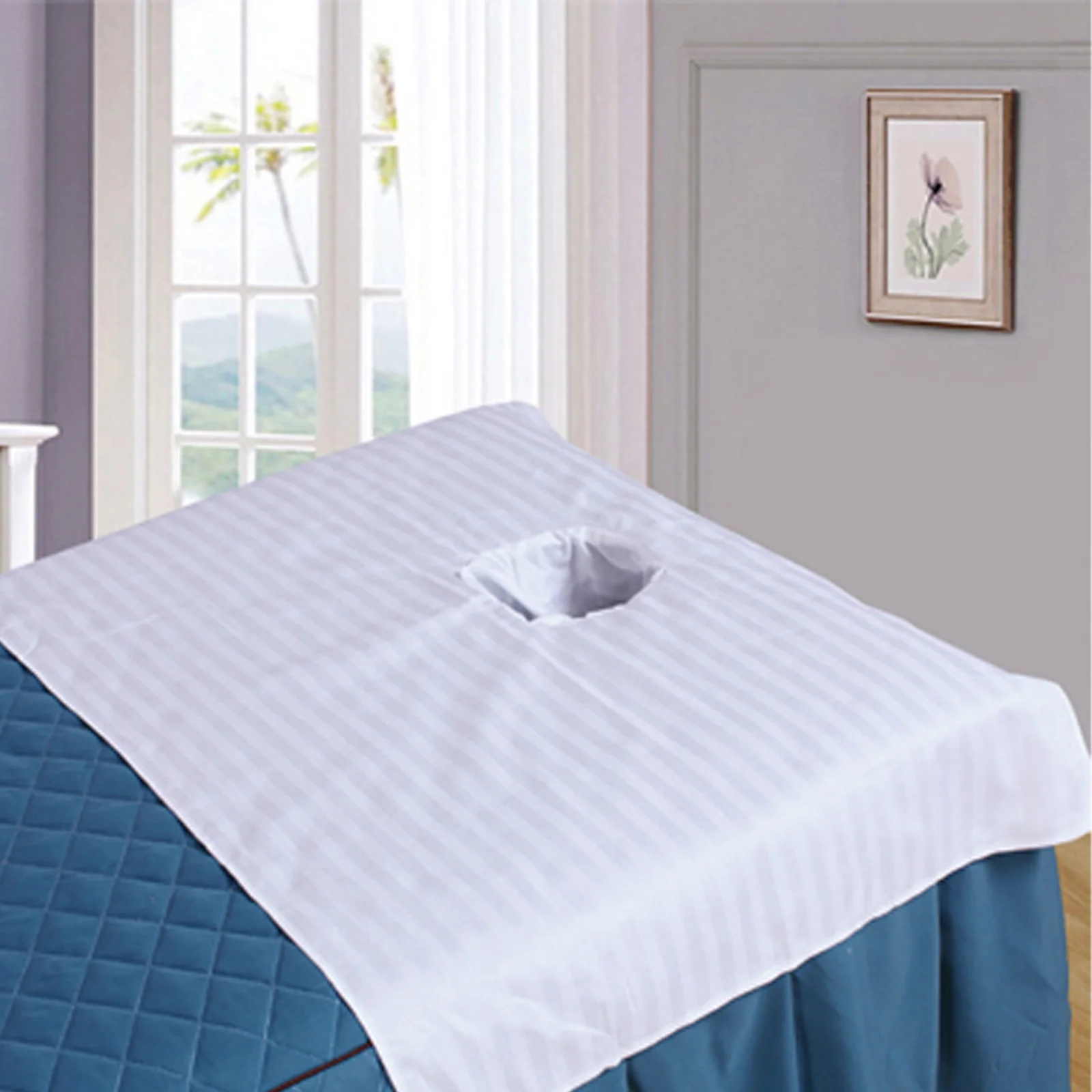 Cotton Spa Massage Table Cover 80*50cm Professional Beauty Slaon Bed Face Pads WIth Breath Hole Towel Cloth White 3PCS |