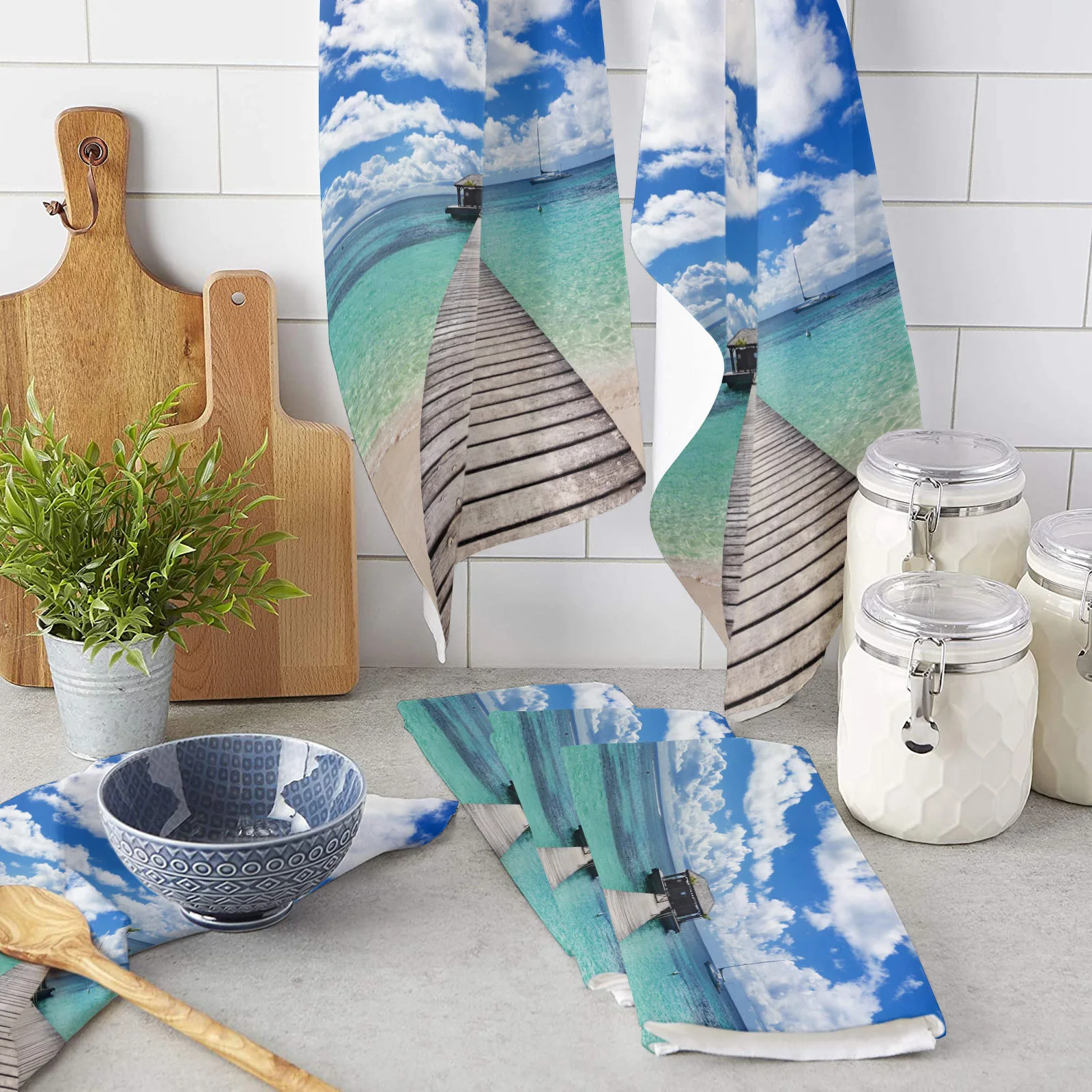 

Полотенце для мытья рук с принтом «морской мост»