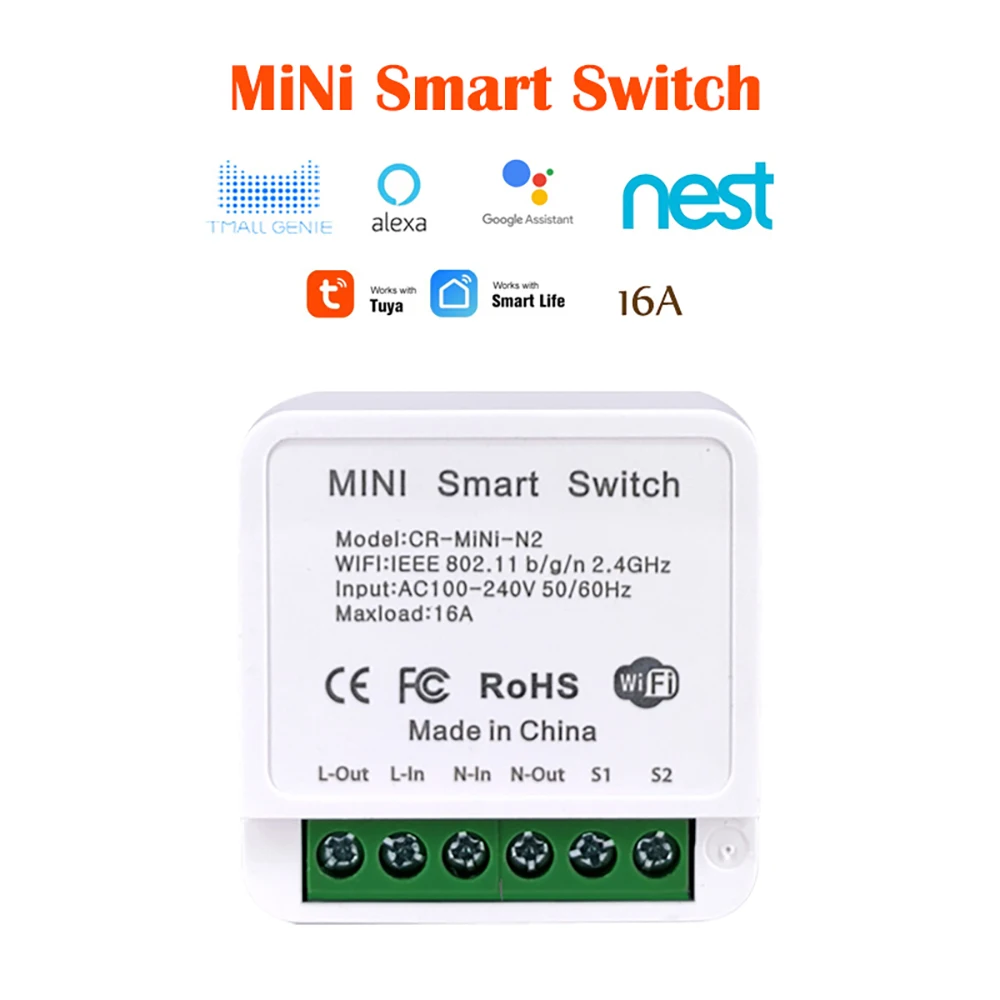 

COLOROCK DIY Smart WiFi Switch Tuya and Smart Life App Control Works with Alexa and Google Assistant 16A