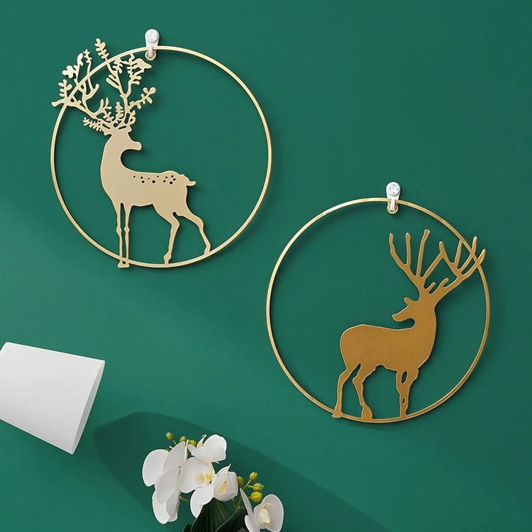 Рождественское металлическое украшение на стену с оленями декор для комнаты