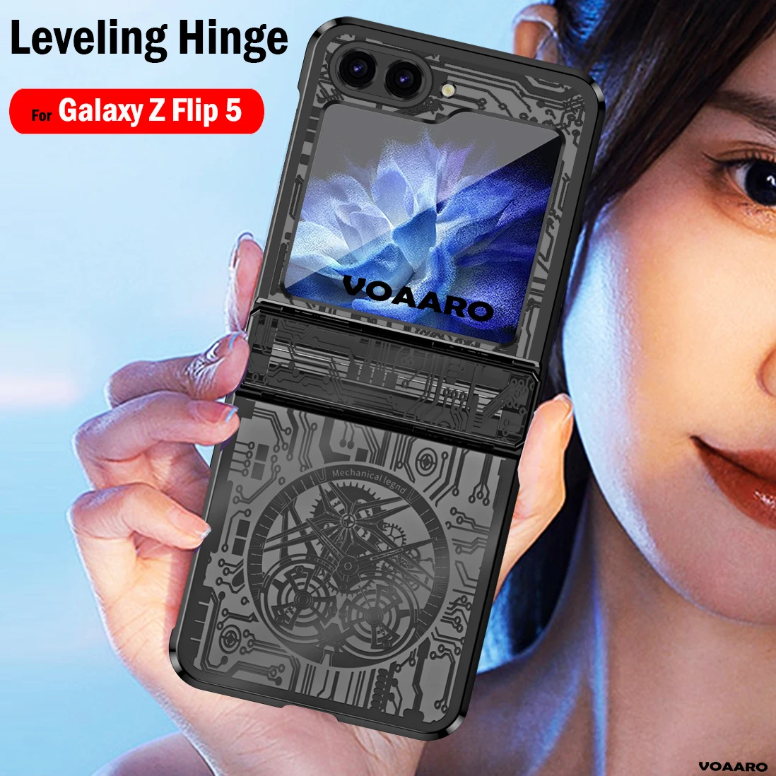 

For Samsung Galaxy Z Flip 5 Case with Hinge Protection Funda for Samsung Z Flip 5 Leveling Hinge Case Fashion Plating Cover