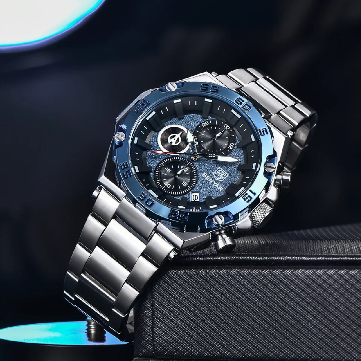 

BENYAR Top Brand Luxury Men Quartz Wristwatch Stainless Steel Waterproof 30M Business Chronograph Watch for Men reloj hombre