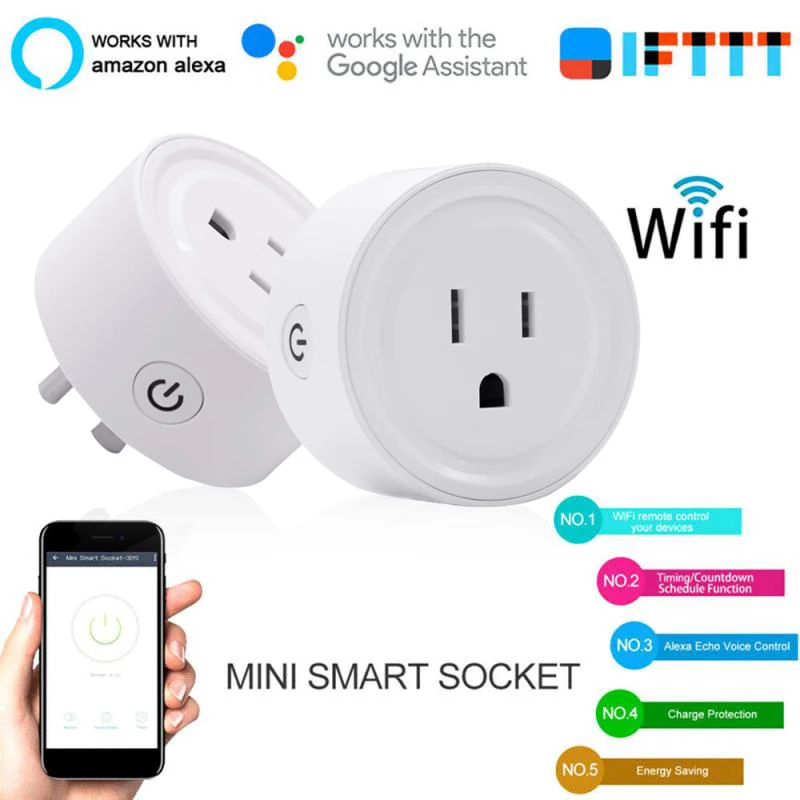 

Smart Plug WiFi Socket US 10A Voice Control Timing Function EWeLink APP Control Works With Alexa Google Assistant Yandex Alice
