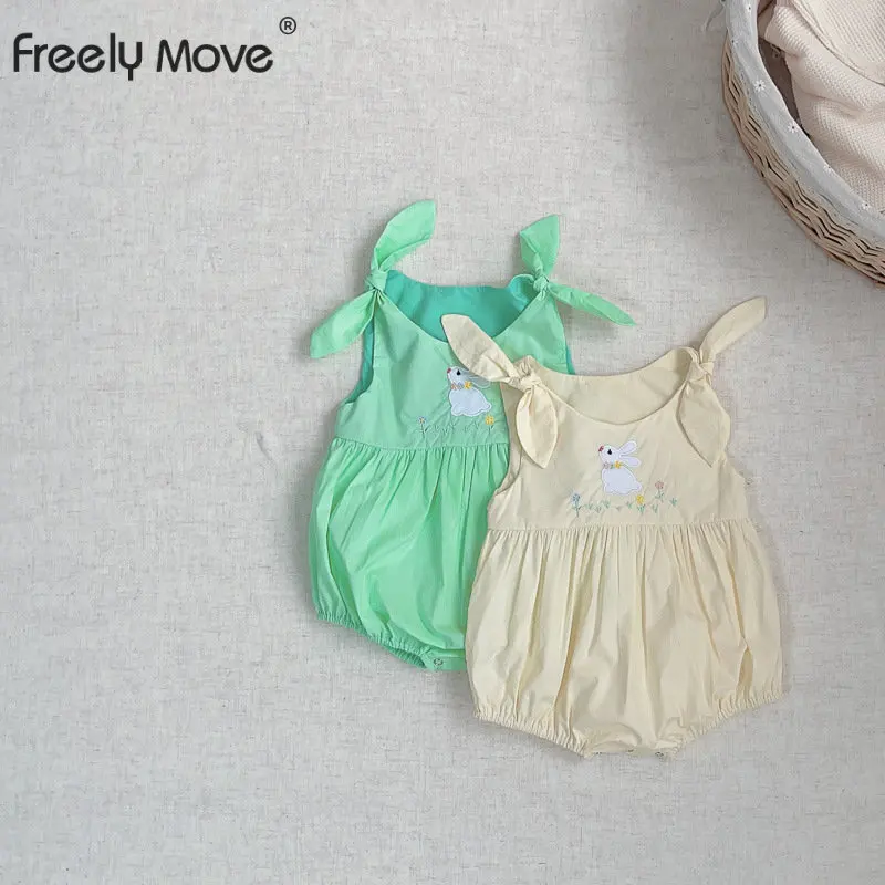 

Summer Baby Clothes Sleeveless Floral Embdroidery Toddler One Piece Cute Cartoon Romper Infant Girl Jumpsuits Outfit
