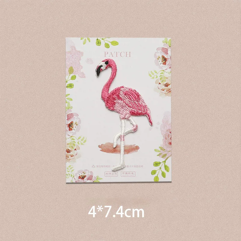 1 Piece Embroidered Flamingo Patch for Kid's Clothes DIY Decoration Animal Repair Hole Big and Small Size