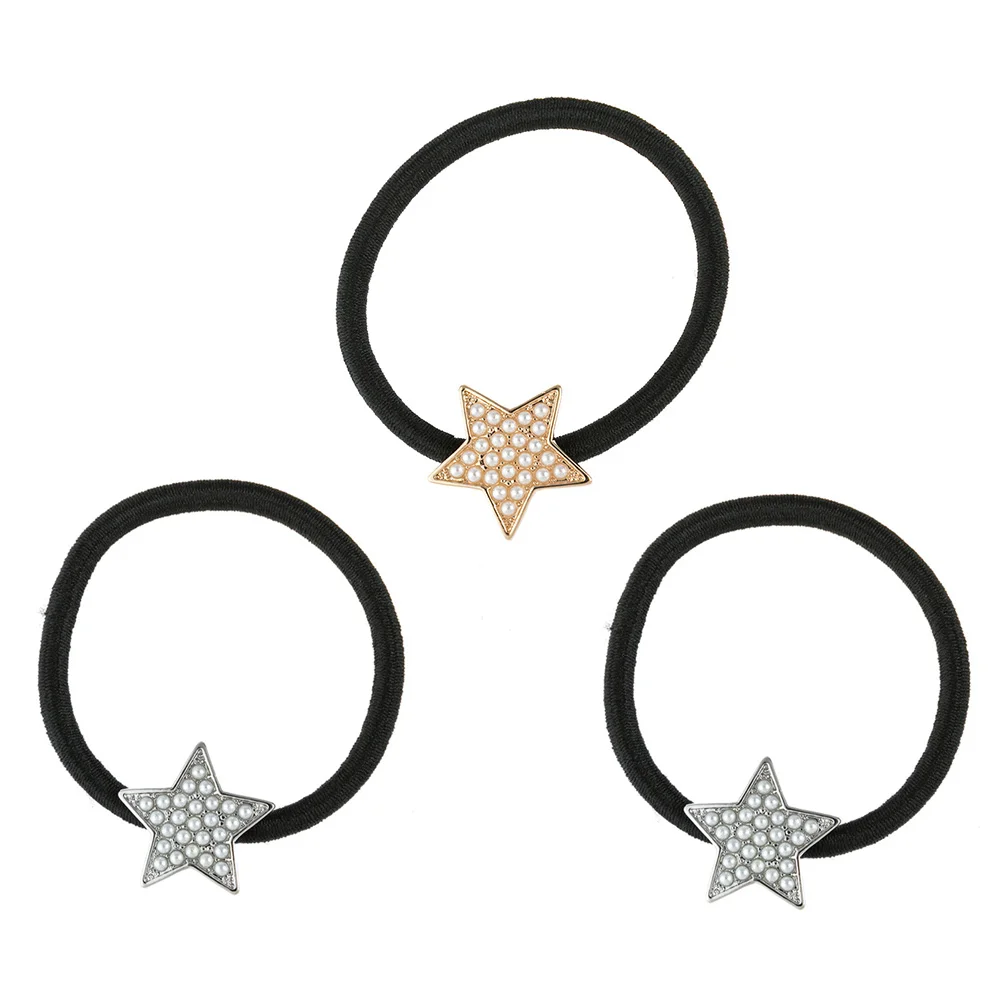 

3PCS Star Pearl Hair Rope Creative Hair Rope Delicate Elegant Hair Rope