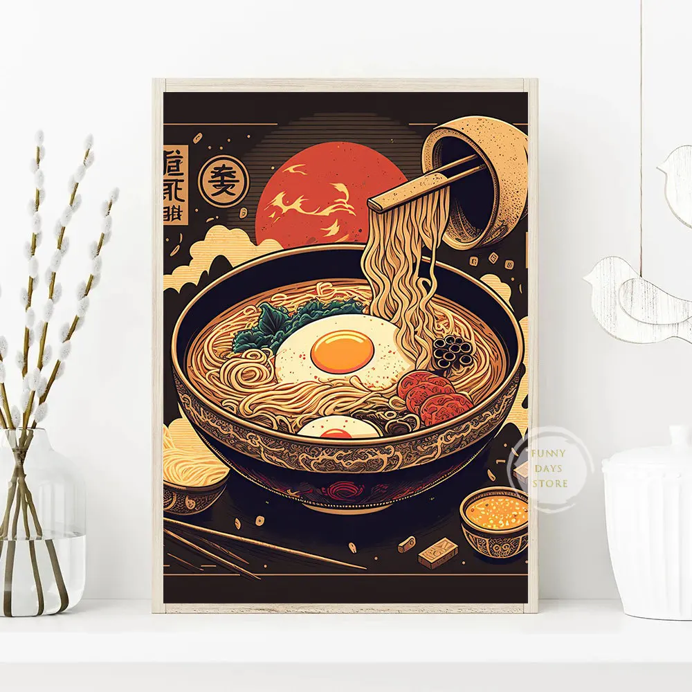 Плакат рамен в японском стиле такояки кухонная кухня Картина на холсте винтажная