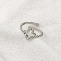 1pc cross silver color ring for women stainless steel adjustable opening girl christmas rings korean fashion jewelry gift