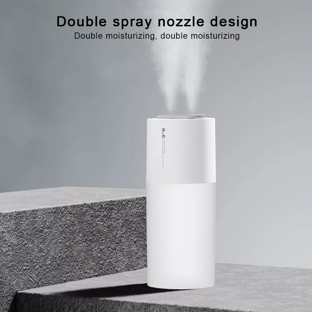 

Portable Dual-Nozzle Mini Humidifier Umidificador USB Powered Bedroom Ultra-Quiet Aroma Essential Oil Diffuser With Night Light