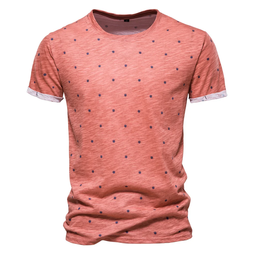 

2022 Summer Sports Landscape Print Youth Round Neck Short Sleeve T-Shirt Fitness Running Cotton Men's Top