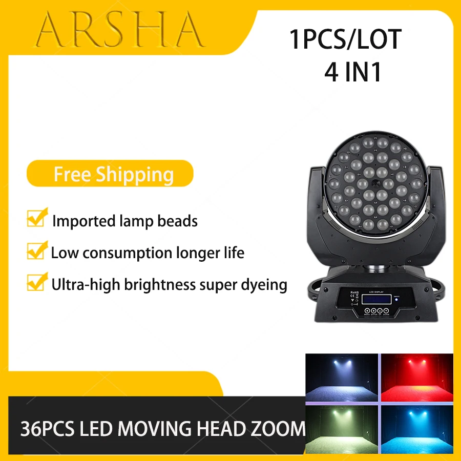 

1 PCS LED Wash Zoom Moving Head Light 36X12W RGBW 4In1 Dmx Lyre Wash Zoom 36x12W Lights Good For Moving Head Light