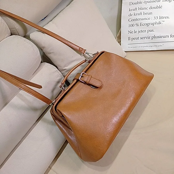 Vintage Causal Large PU Women Shoulder Crossbody Bag Ladies Boston Bag With Handle