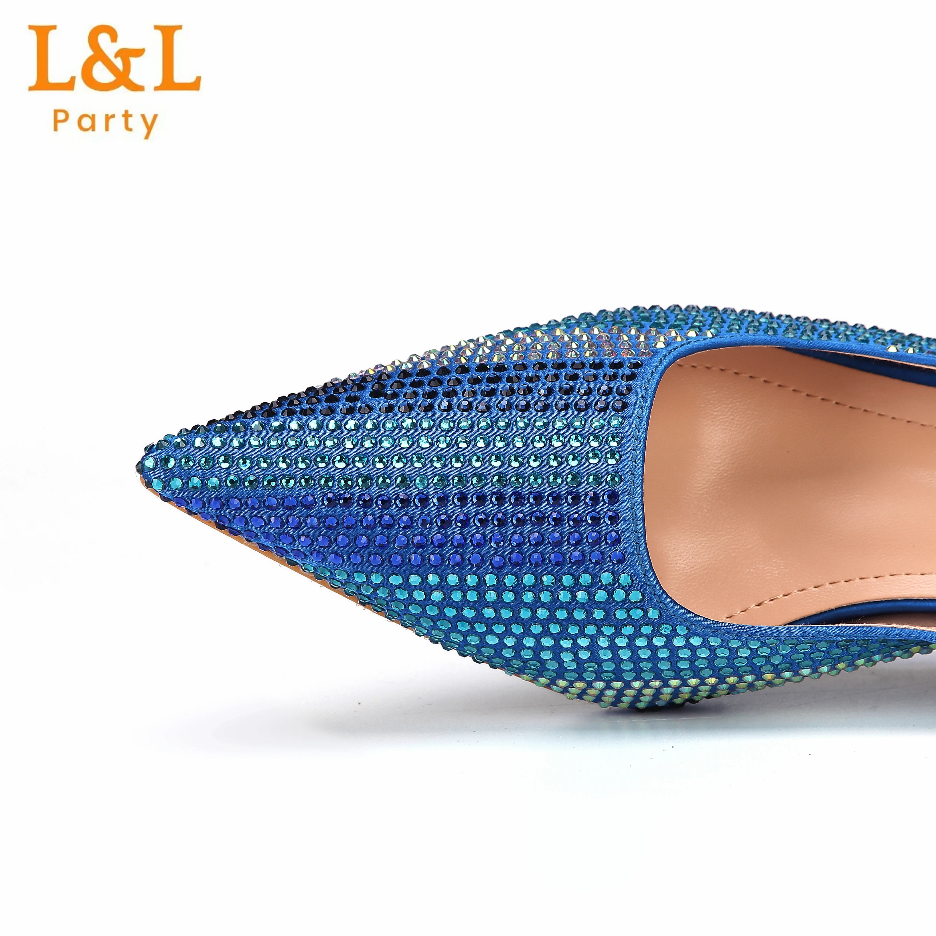 Женская обувь и сумка с острым носком Королевского синего цвета