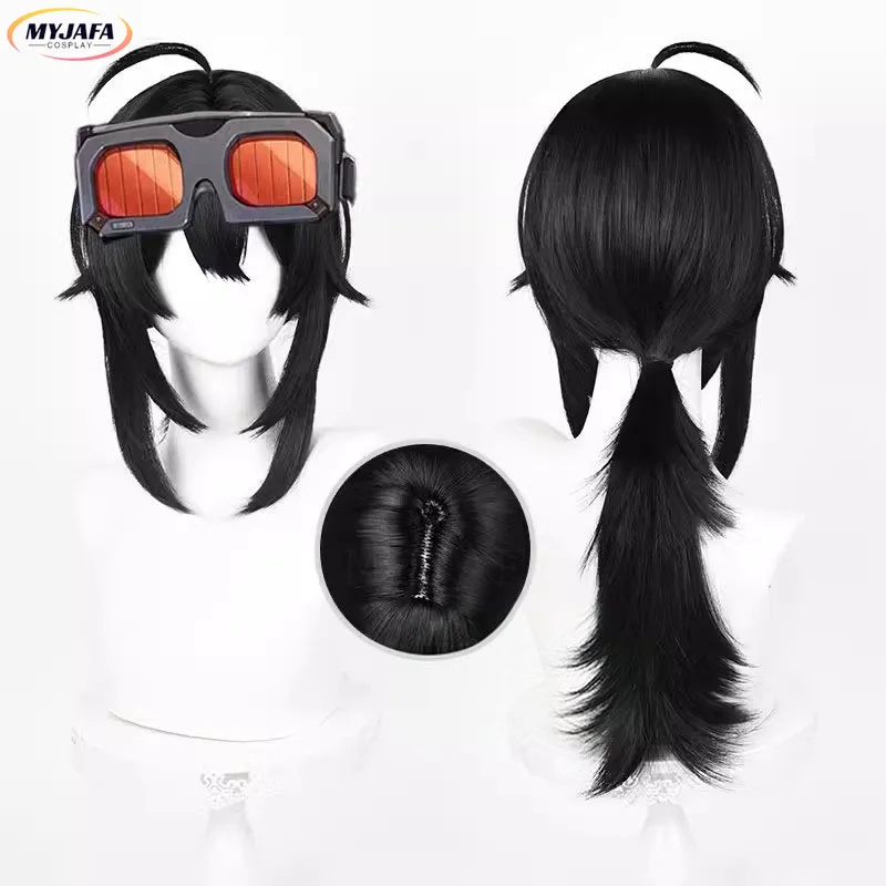 Парик Грейс Ховард для косплея аниме длинный черный с косичкой парик