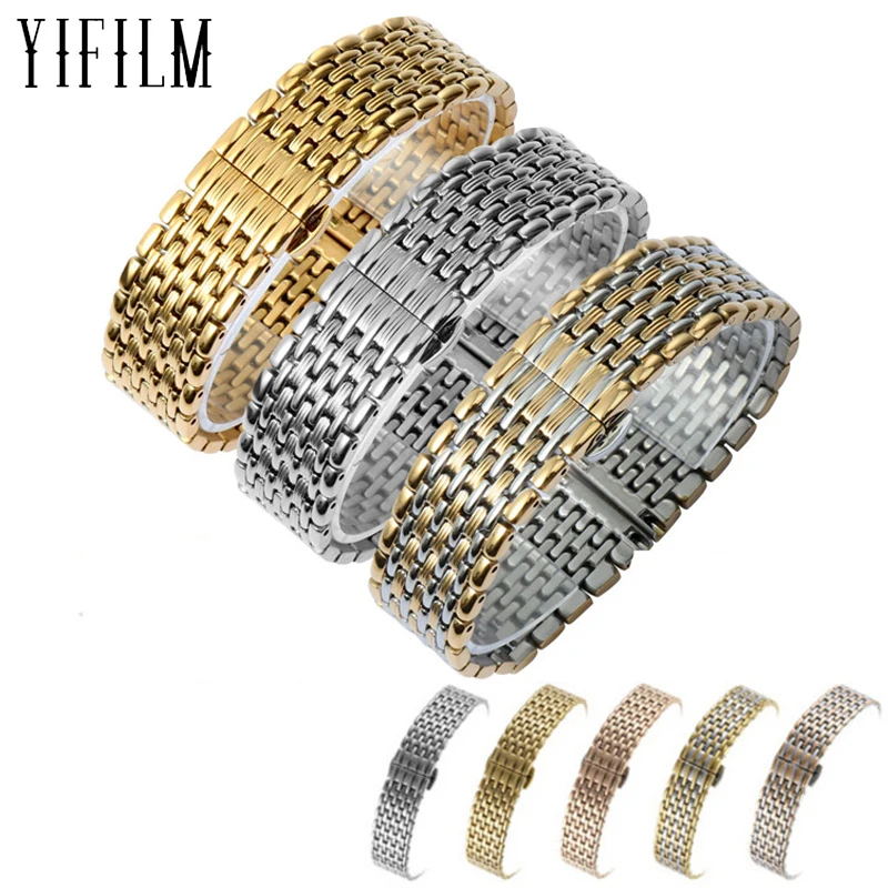 

Nine Bead Watchband For Ticwatch Pro 2021 2020 PRO3 Lite GTX E2 S2 Fashion Butterfly Buckle Durable Solid Metal Replacement Band