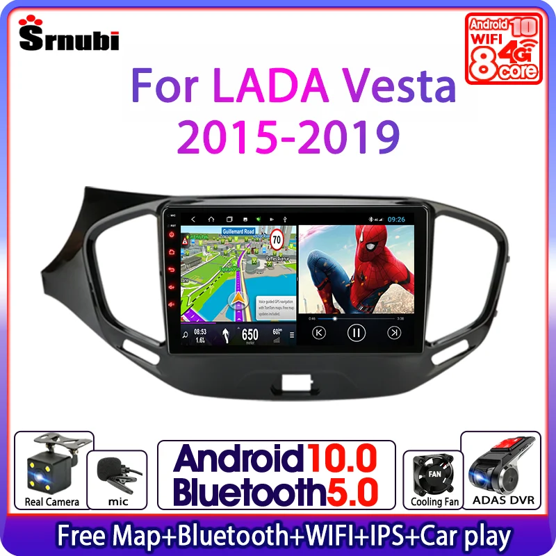 $95.33 Android 10 Car Radio For LADA Vesta Cross Sport Radio 2015 2016 2017 -2020 Multimedia Video Player Navigation GPS 2 Din WiFi DVD