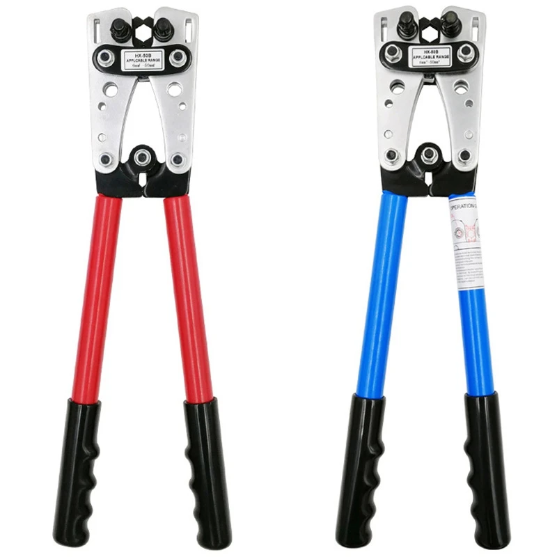 

HX-50B Cable Crimper Cable Lug Crimping Tool Wire Crimper Hand Ratchet Terminal Crimp Pliers For 6-50Mm2 1-10 AWG Wire Cable