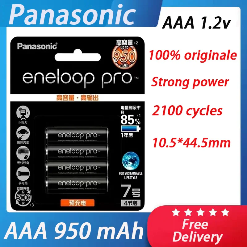 

Panasonic Original Eneloop Pro 950mAh AAA battery For Flashlight Toy Camera PreCharged high capacity Rechargeable Batteries