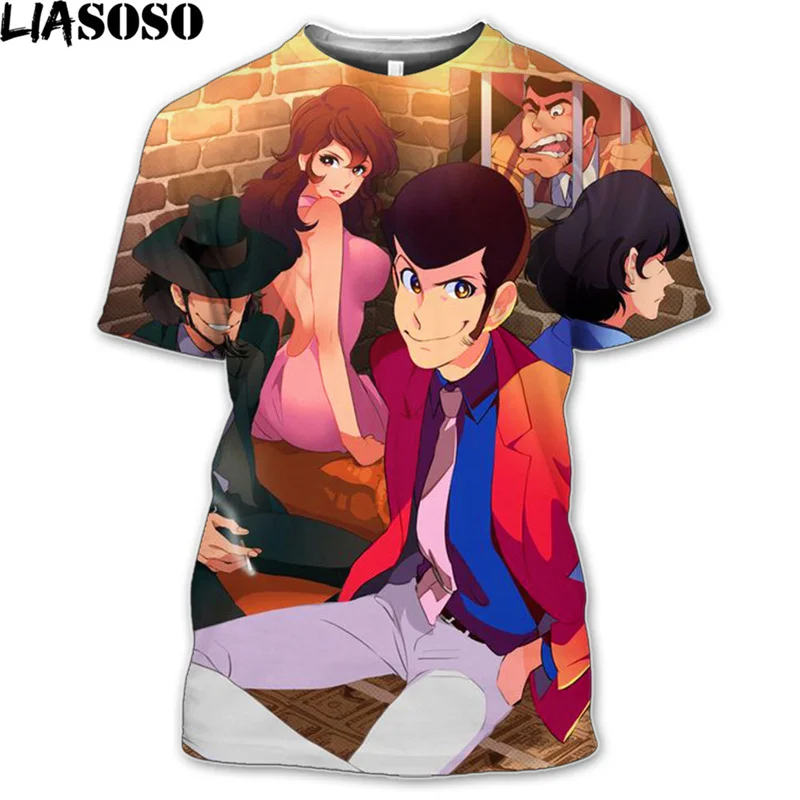 Новинка, футболка с рисунком манга лупина III, футболки с 3D рисунком из аниме Rupan Sansei, детская крутая уличная одежда, футболки для женщин Y2k, крутая одежда