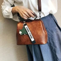 summer womens small handbag retro oil wax leather shoulder bag solid color messenger bag to send pendant