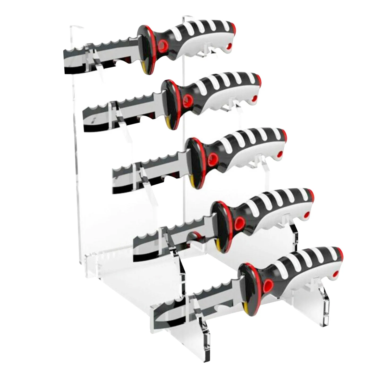 

Knives Display Stand Plate 5-Slot Clear Display Stand Racks For Knives Men's Gifts Stair Style Transparent Knives Display Stand