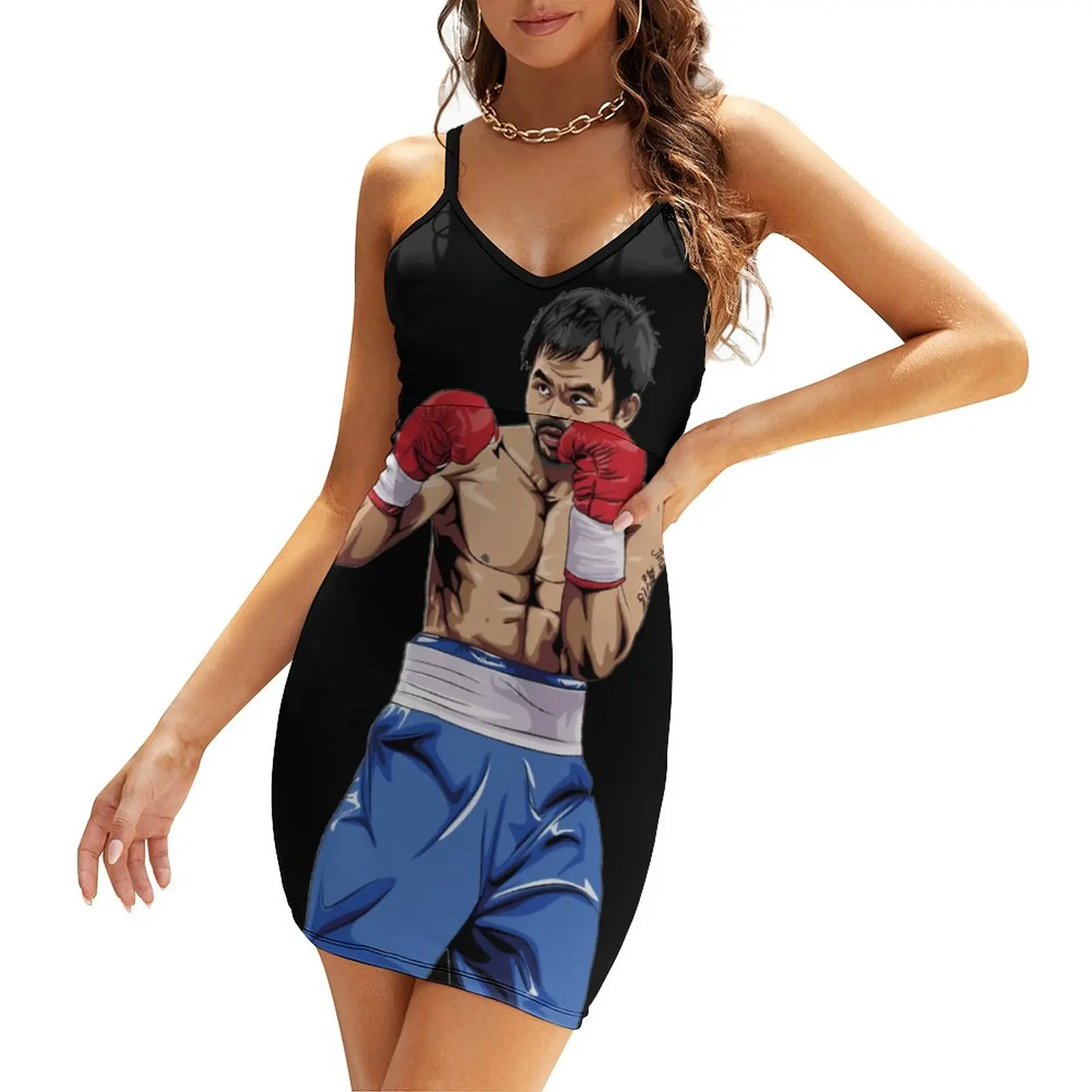 

Exotic Woman's Gown Strappy Dress Philippines 27 Mannys And Pacquiaos Women's Sling Dress Premium Vacations Humor Graphic