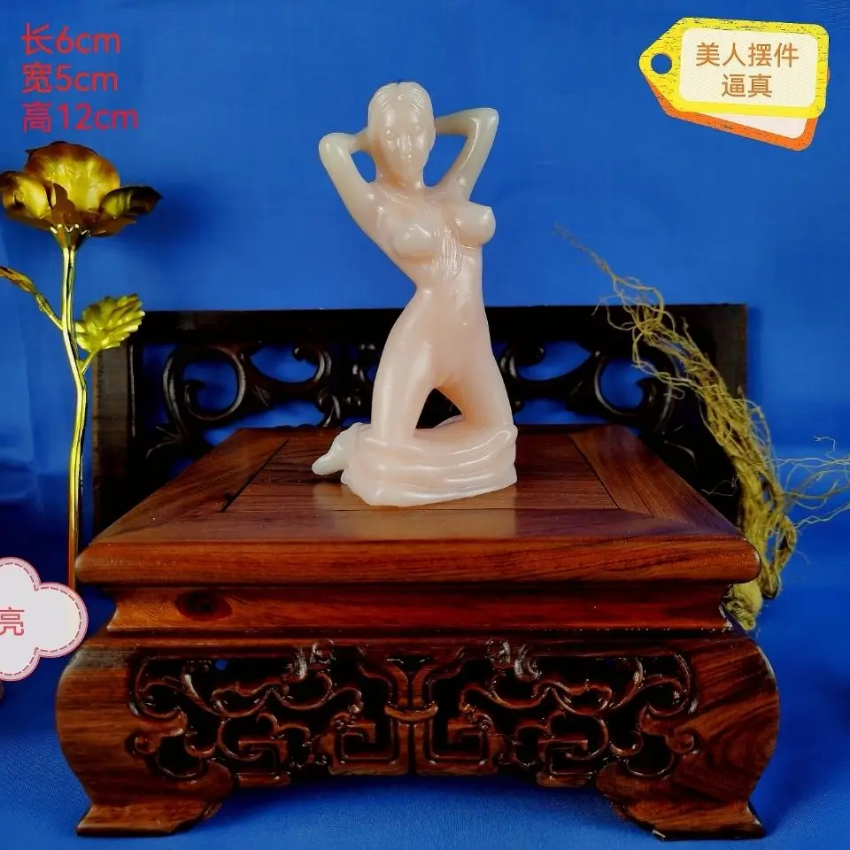 

Body Carving Ornaments Ivory Nut, Half Kneeling Beauty Desktop Ornaments Home Wine Cabinet Hallway Craft Ornament