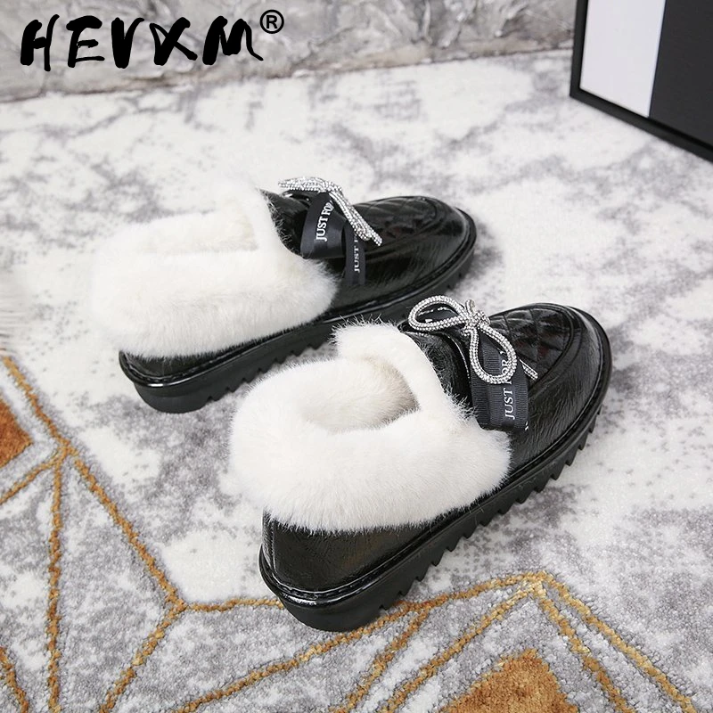

Women's Snow Boots 2023 Winter New Fashion Korean Students Ankle Boots Ladies Rhinestone Bow Platform Maomao Cotton Shoes