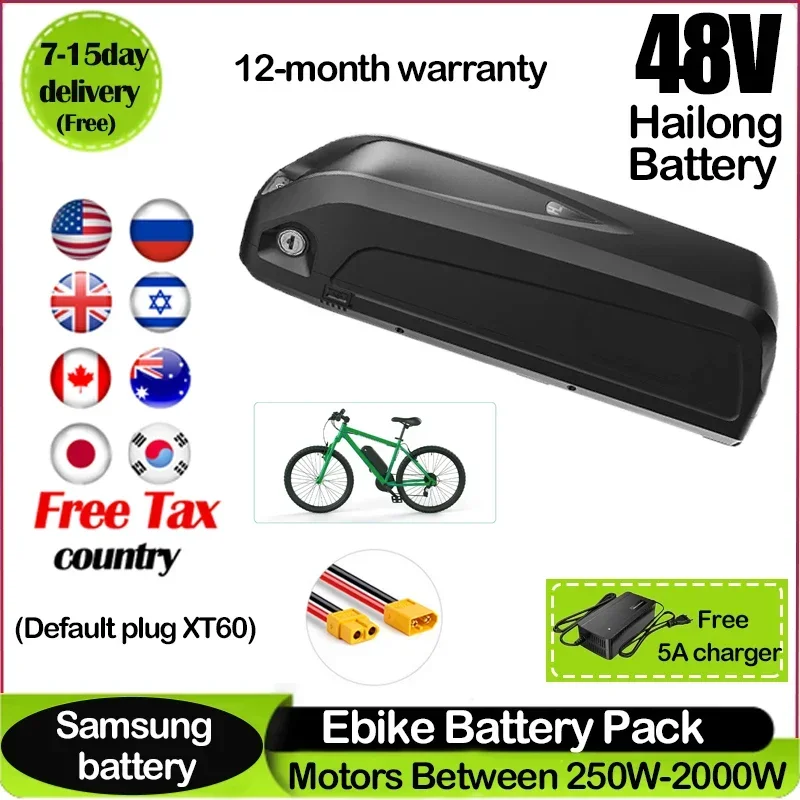 Hailong 48v 40ah 60ah 30ah 20ah 2000w 50ah Аккумулятор Велосипед V20 Fatbike Accu X Go E Bike 1500W для